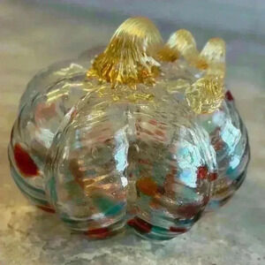 Boston International Decorative‎ Tabletop Glass Pumpkin, 6.5 x 5-Inches